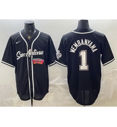 Men San Antonio Spurs 1 Victor Wembanyama Black Stitched Baseball Jerseys 001 Men San Antonio Spurs 1 Victor Wembanyama Black Stitched Baseball Jerseys 001