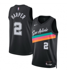 Men San Antonio Spurs 2 Dylan Harper Black 2025 26 City Edition Stitched Basketball Jersey
