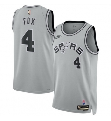 Men San Antonio Spurs 4 De Aaron Fox Silver 2026 27 Classic Edition Stitched Basketball Jersey Men San Antonio Spurs 4 De Aaron Fox Silver 2026 27 Classic Edition Stitched Basketball Jersey