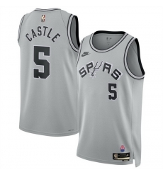 Men San Antonio Spurs 5 Stephon Castle Silver 2026 27 Classic Edition Stitched Basketball Jersey Men San Antonio Spurs 5 Stephon Castle Silver 2026 27 Classic Edition Stitched Basketball Jersey