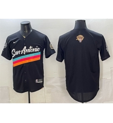 Men San Antonio Spurs Blank Black 2026 Finals Patch City Edition Stitched Baseball Jersey
