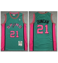 Men Spurs 21 Tim Duncan Green 1998 99 Hardwood Classics Jersey