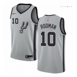 Mens Nike San Antonio Spurs 10 Dennis Rodman Swingman Silver Alternate NBA Jersey Statement Edition