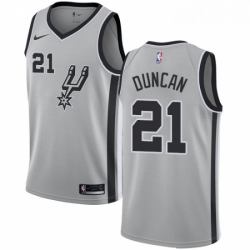 Mens Nike San Antonio Spurs 21 Tim Duncan Swingman Silver Alternate NBA Jersey Statement Edition