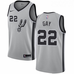 Mens Nike San Antonio Spurs 22 Rudy Gay Swingman Silver Alternate NBA Jersey Statement Edition 