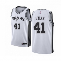 Mens San Antonio Spurs 41 Trey Lyles Authentic White Basketball Jersey Association Edition 