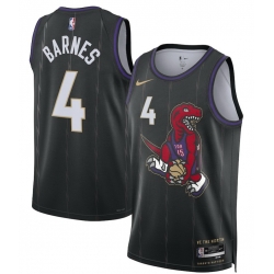 Men Toronto Raptors Scottie Barnes #4 Black City Swingman Stitched Jersey