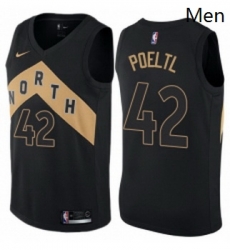 Mens Nike Toronto Raptors 42 Jakob Poeltl Swingman Black NBA Jersey City Edition