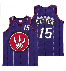 Raptors 15 Vince Carter Purple Red Big Logo Retro Jersey 4