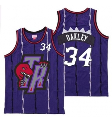 Raptors 34 Charles Oakley Purple Big Gray TR Logo Retro Jersey 9