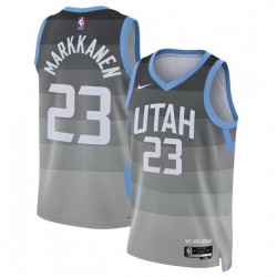 Men Utah Jazz 23 Lauri Markkanen Grey 2025 26 City Edition Stitched Basketball Jersey