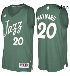 Mens Utah Jazz 20 Gordon Hayward adidas Green 2016 2017 Christmas Day NBA Swingman Jersey 