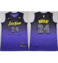 Men Los Angeles Lakers 24 Kobe Bryant Purple 2024 Stitched Basketball Jersey