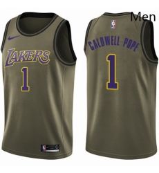 Mens Nike Los Angeles Lakers 1 Kentavious Caldwell Pope Swingman Green Salute to Service NBA Jersey 