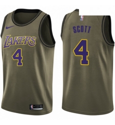 Mens Nike Los Angeles Lakers 4 Byron Scott Swingman Green Salute to Service NBA Jersey