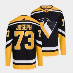 Men Pittsburgh Penguins 73 Pierre Olivier Joseph Black 2022 Reverse Retro Stitched Jersey