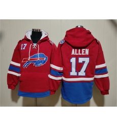 Men Buffalo Bills 17 Josh Allen Red Ageless Must Have Lace Up Pullover Hoodie Men Buffalo Bills 17 Josh Allen Red Ageless Must Have Lace Up Pullover Hoodie