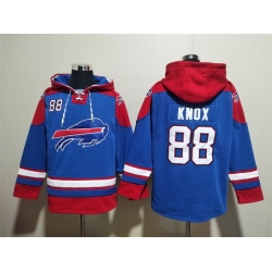 Men Buffalo Bills #88 Dawson Knox Aqua Lace Up Pullover Hoodie