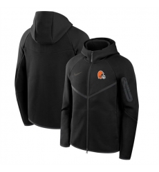 Men Cleveland Browns Black Tech Fleece Full Zip Windrunner Hoodie