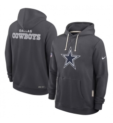 Men Dallas Cowboys Anthracite Sideline Standard Issue Initial Home Dri FIT Pullover Hoodie