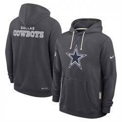 Men Dallas Cowboys Anthracite Sideline Standard Issue Initial Home Dri FIT Pullover Hoodie