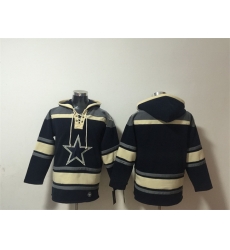 Men Dallas Cowboys Blank Navy Ageless Must Have Lace Up Pullover Hoodie