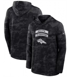 Men Denver Broncos Black 2026 Salute to Service Sideline Lightweight Hoodie Dri FIT Long Sleeve Top