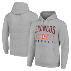 Men Denver Broncos Grey Throwback Logo Pullover Hoodie