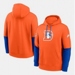 Men Denver Broncos Orange Throwback Hoodie