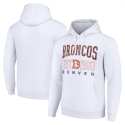 Men Denver Broncos White Throwback Logo Pullover Hoodie