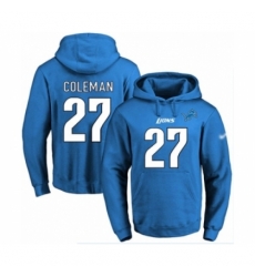 Football Mens Detroit Lions 27 Justin Coleman Blue Name Number Pullover Hoodie