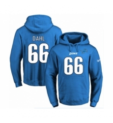 Football Mens Detroit Lions 66 Joe Dahl Blue Name Number Pullover Hoodie