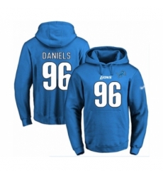 Football Mens Detroit Lions 96 Mike Daniels Blue Name Number Pullover Hoodie