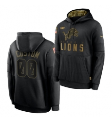 Men Custom Men Detroit Lions 2020 Salute To Service Black Sideline Performance Pullover Hoodie