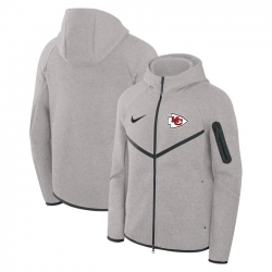 Men Kansas City Chiefs Gray Tech Fleece Full Zip Windrunner Hoodie