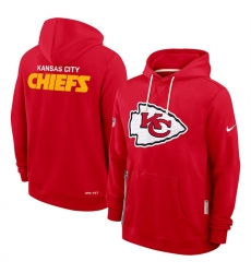 Men Kansas City Chiefs Red Sideline Standard Issue Initial Home Dri FIT Pullover Hoodie