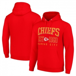 Men Kansas City Chiefs Red Throwback Logo Pullover Hoodie