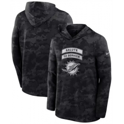 Men Miami Dolphins Black 2026 Salute to Service Sideline Lightweight Hoodie Dri FIT Long Sleeve Top