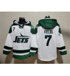 Men New York Jets 7 Justin Fields White Ageless Must Have Lace Up Pullover Hoodie Men New York Jets 7 Justin Fields White Ageless Must Have Lace Up Pullover Hoodie