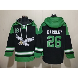 Men Philadelphia Eagles 26 Saquon Barkley Black Ageless Must Have Lace Up Pullover Hoodie