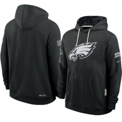 Men Philadelphia Eagles Black 2026 Salute to Service Sideline Dri FIT Pullover Hoodie