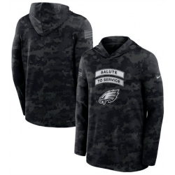 Men Philadelphia Eagles Black 2026 Salute to Service Sideline Lightweight Hoodie Dri FIT Long Sleeve Top