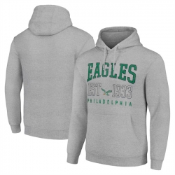 Men Philadelphia Eagles Grey Throwback Logo Pullover Hoodie