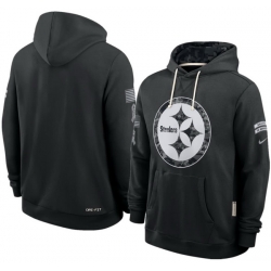 Men Pittsburgh Steelers Black 2026 Salute to Service Sideline Dri FIT Pullover Hoodie