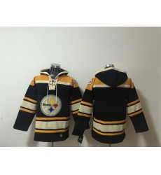 Men Pittsburgh Steelers Blank Black Ageless Must Have Lace Up Pullover Hoodie