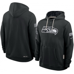 Men Seattle Seahawks Black 2026 Salute to Service Sideline Dri FIT Pullover Hoodie