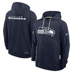 Men Seattle Seahawks Navy Sideline Standard Issue Initial Home Dri FIT Pullover Hoodie
