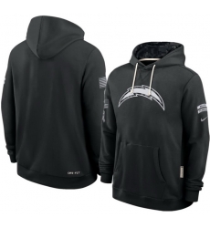 Men Los Angeles Chargers Black 2026 Salute to Service Sideline Dri FIT Pullover Hoodie