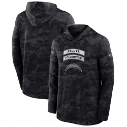 Men Los Angeles Chargers Black 2026 Salute to Service Sideline Lightweight Hoodie Dri FIT Long Sleeve Top