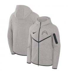 Men Los Angeles Chargers Grey Tech Fleece Windrunner Full Zip Hoodie Men Los Angeles Chargers Grey Tech Fleece Windrunner Full Zip Hoodie